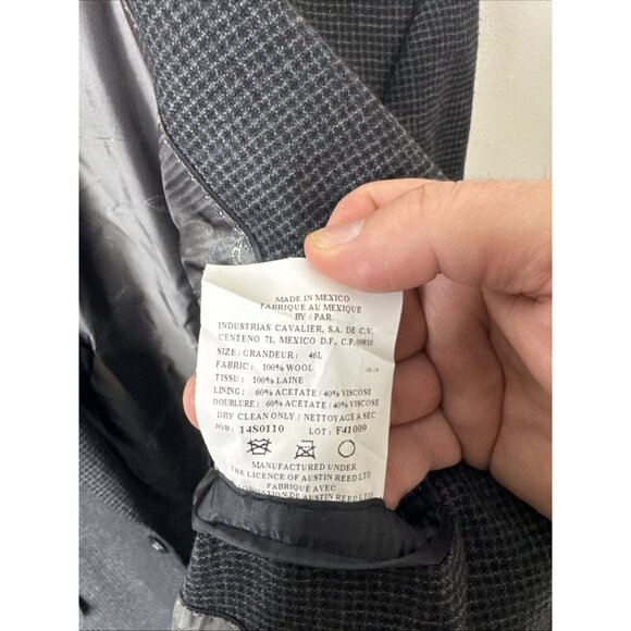 Austin Reed Signature Blazer Men’s 46L Gray Wool Check Two Button Sport Coat - Picture 7 of 8